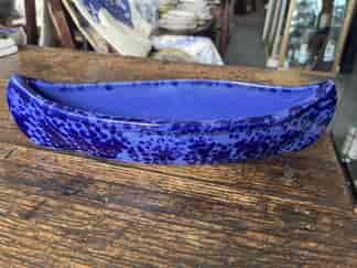 Bendigo pottery blue glaze pottery boat vase. C.1930