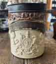 English brown glazed stoneware apothecary jar, Royal Arms, c.1845