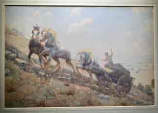 James Ferries 'A Stiff Pull' , watercolour of working horses, c. 1930