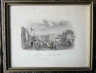 Framed hand coloured S.T.Gill engraving,Moorabool St from Myers St Geelong 1857: printed 1890