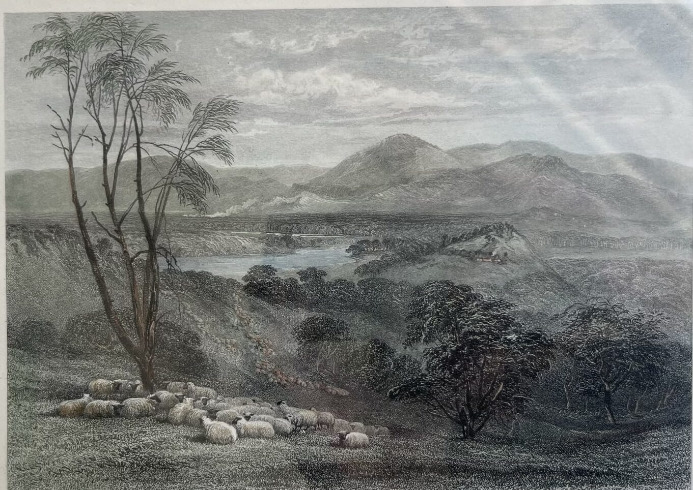 Framed hand coloured engraving 'The Upper Goulburn, Victoria C. 1874