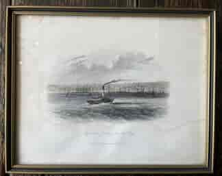 Framed hand coloured S.T.Gill engraving, Approach to Geelong, from the bay 1856: printed 1890