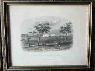 Framed hand coloured S.T.Gill engraving,Railway terminus St Paul's church etc Geelong 1857: printed 1890