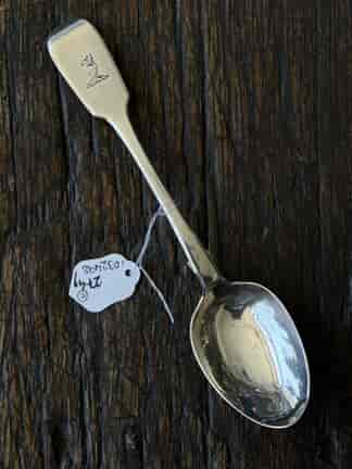Irish Sterling Silver teaspoon, Griffin head crest, by John Smyth, Dublin 1857