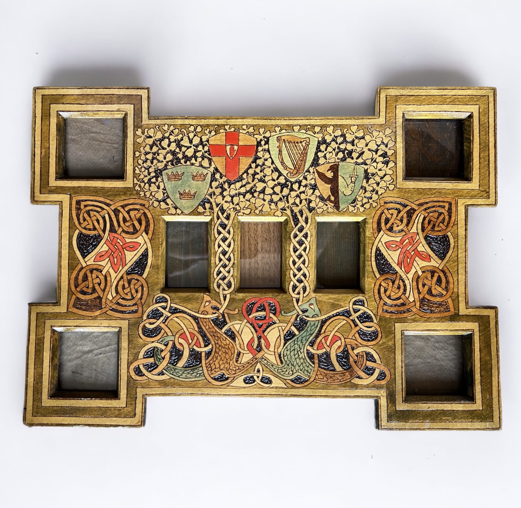 Belfast School of Pokerwork frame, c. 1900