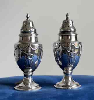 Pair of Sterling Silver pepper pots, Adams style, Sheffield 1907