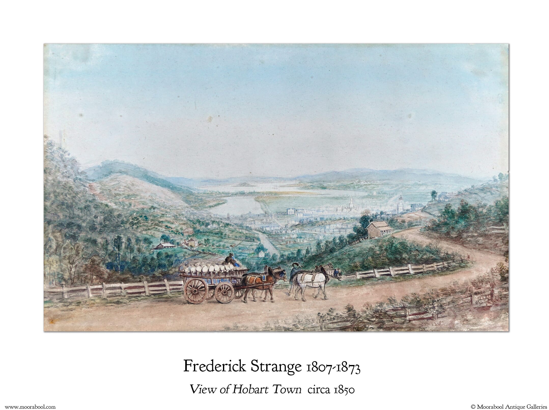 Frederick Strange - View of Hobart Town circa 1850