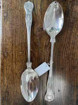 Two large Shell + Husk silver plate stuffing spoons, Mid 20th C