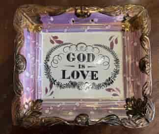 Sunderland Lustre religious plaque,  'God is Love' c. 1855