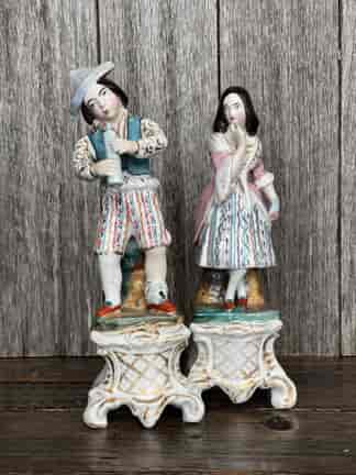 Pair of French Porcelain figural perfume decanters, c. 1870