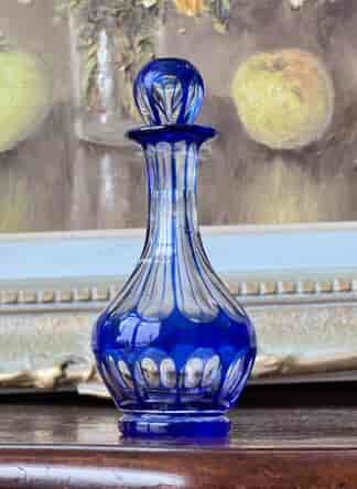 Victorian cased blue cut perfume bottle, circa 1870