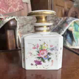 Paris Porcelain perfume bottle / decanter, flowers, c. 1875