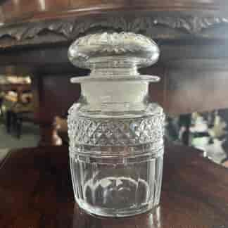 Quality cut glass crystal bottle with lid, C.1880