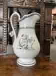 Large Ironstone jug, Greek style black prints, 'PEARL IRONSTONE CHINA', C.1865