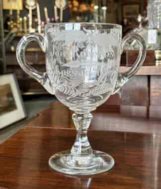 Engraved glass loving cup, “John Robinson born Jny 1892”