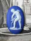 Wedgwood deep blue jasper plaque-  Cupid mending his Bow , 19th century