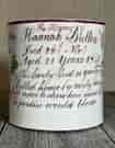 Staffordshire Pottery memorial mug, Hannah Button aged 21, 1840