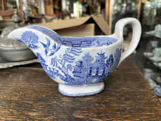 Willow Pattern Sauceboat, Staffordshire c. 1870