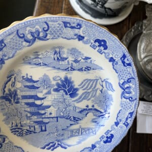 Grainger Worcester Blue + white plate Pagoda pattern plate
