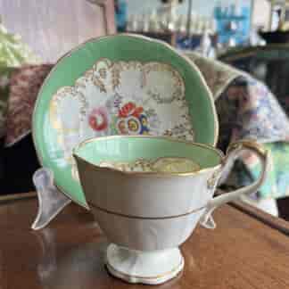 English green ground cup+saucer C. 1880