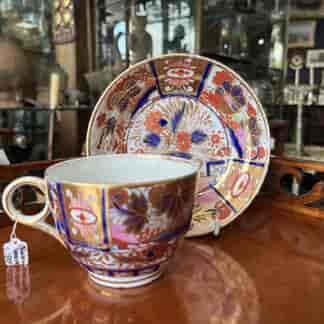 Chamberlain Worcester cup + saucer in rich Imari, C. 1800