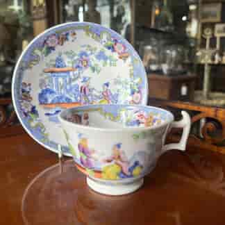 Hillditch cup + saucer, London shape with Chinoiserie pat. 113, c. 1820