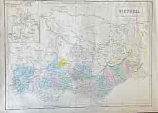 Victoria Goldfields print, showing Counties, with close-up of Goldfields, published Edinburgh 1854