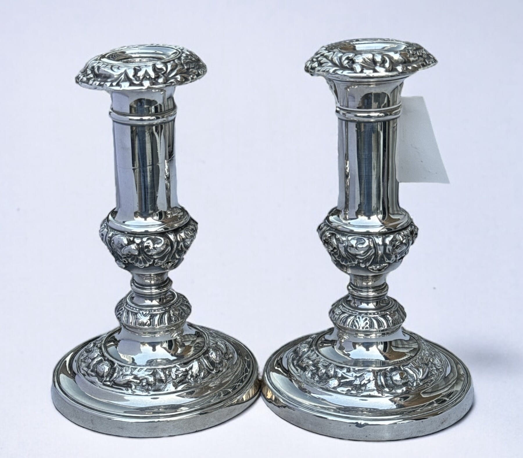 Pair of Old Sheffield Plate candlesticks, c.1820