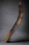 Large Australian Aboriginal boomerang with burnt decoration, mid-20th century