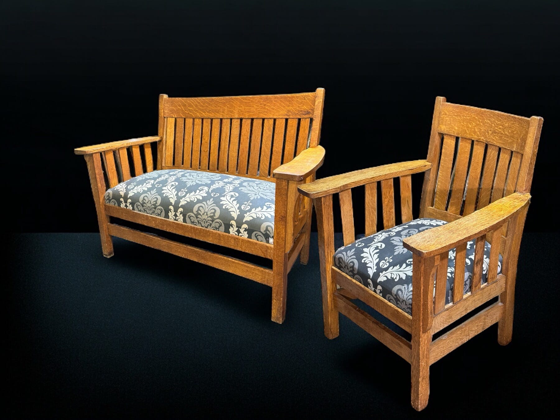 Australian Silky Oak Arts & Crafts couch and chair, c. 1910