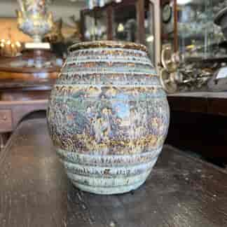 Art Pottery ‘Candyware’ barrel shaped vase,