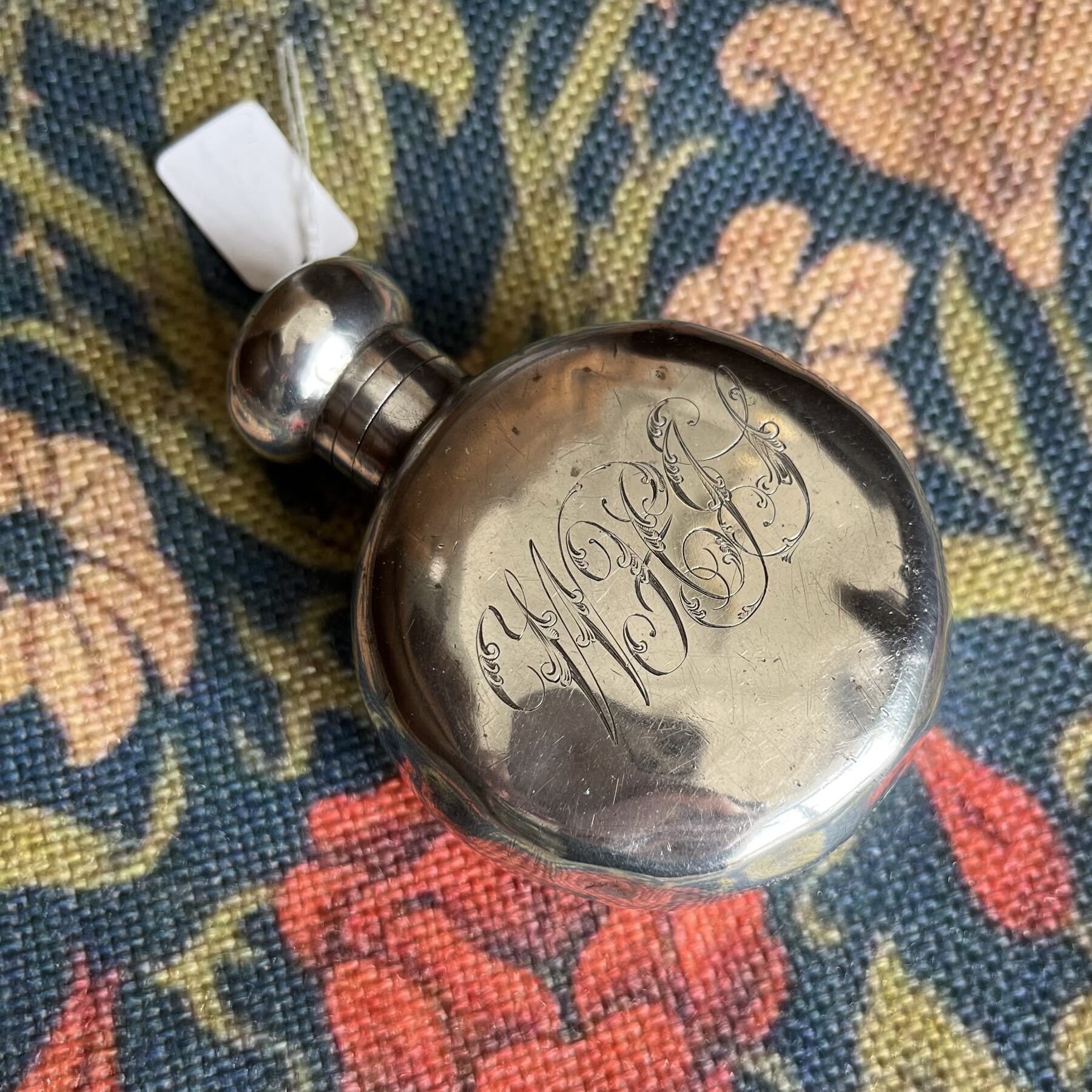 Small Monogrammed Sterling Silver Flask, Birmingham 1897