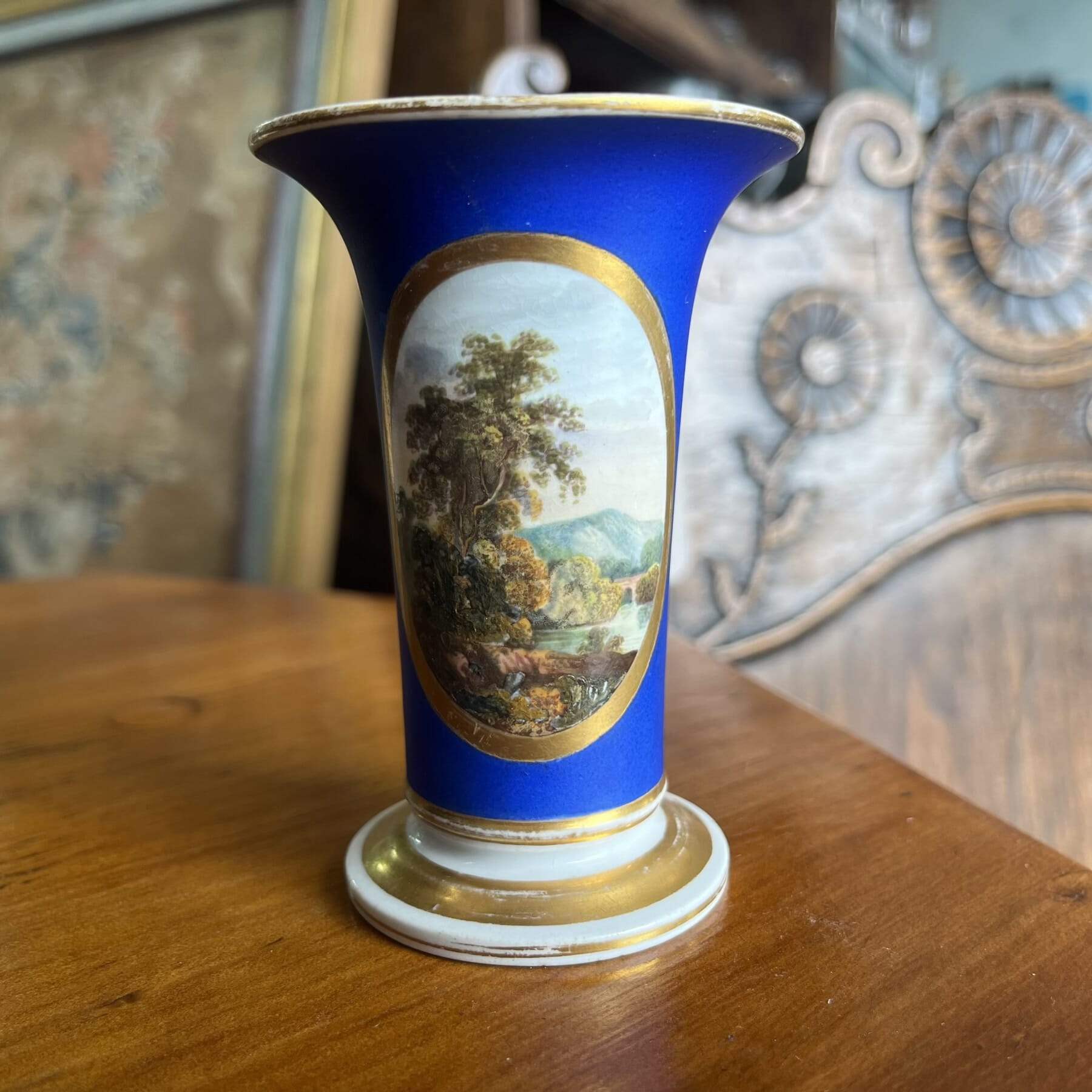 Small Bloor Derby vase with well-painted landscape, c. 1835