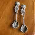 Pair of silver rose shaped salt spoons, 20th C
