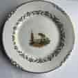 Rockingham plate, pattern 558 - scenic, with ornate gold border & 'shark tooth' rim, c.1826-30