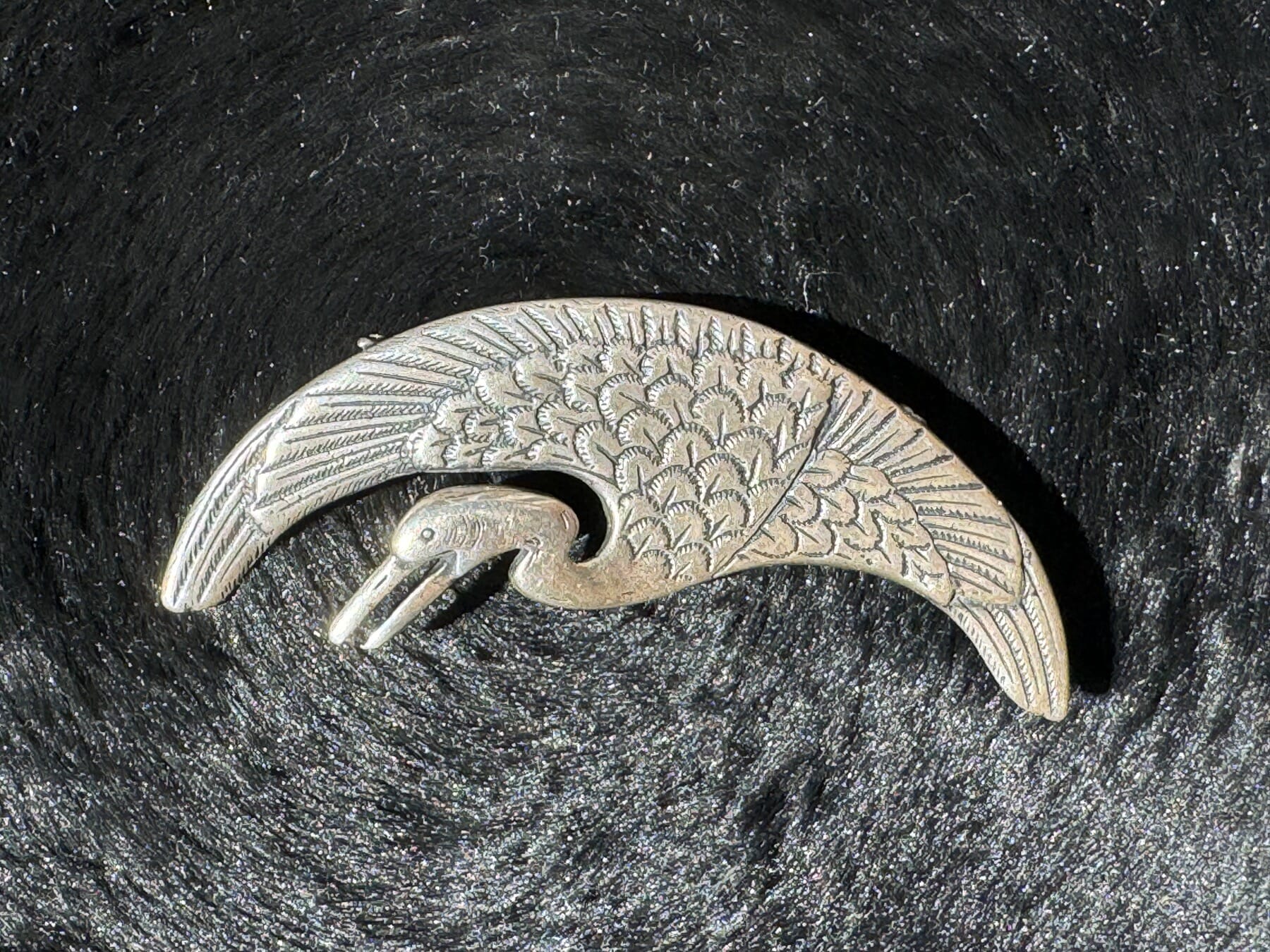 Japanesque Sterling Silver ‘Crane’ brooch, 20th c.