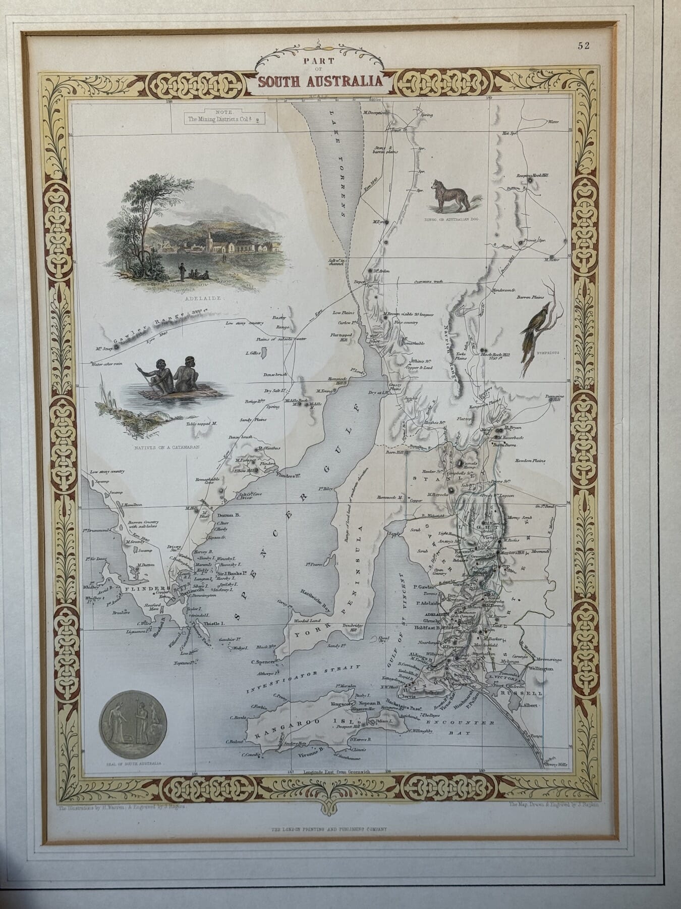 Illustrated Map of South Australia, after John Tallis, c. 1860