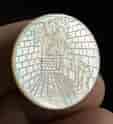 Judaica 'Wailing Wall' Jerusalem carved pearlshell disk