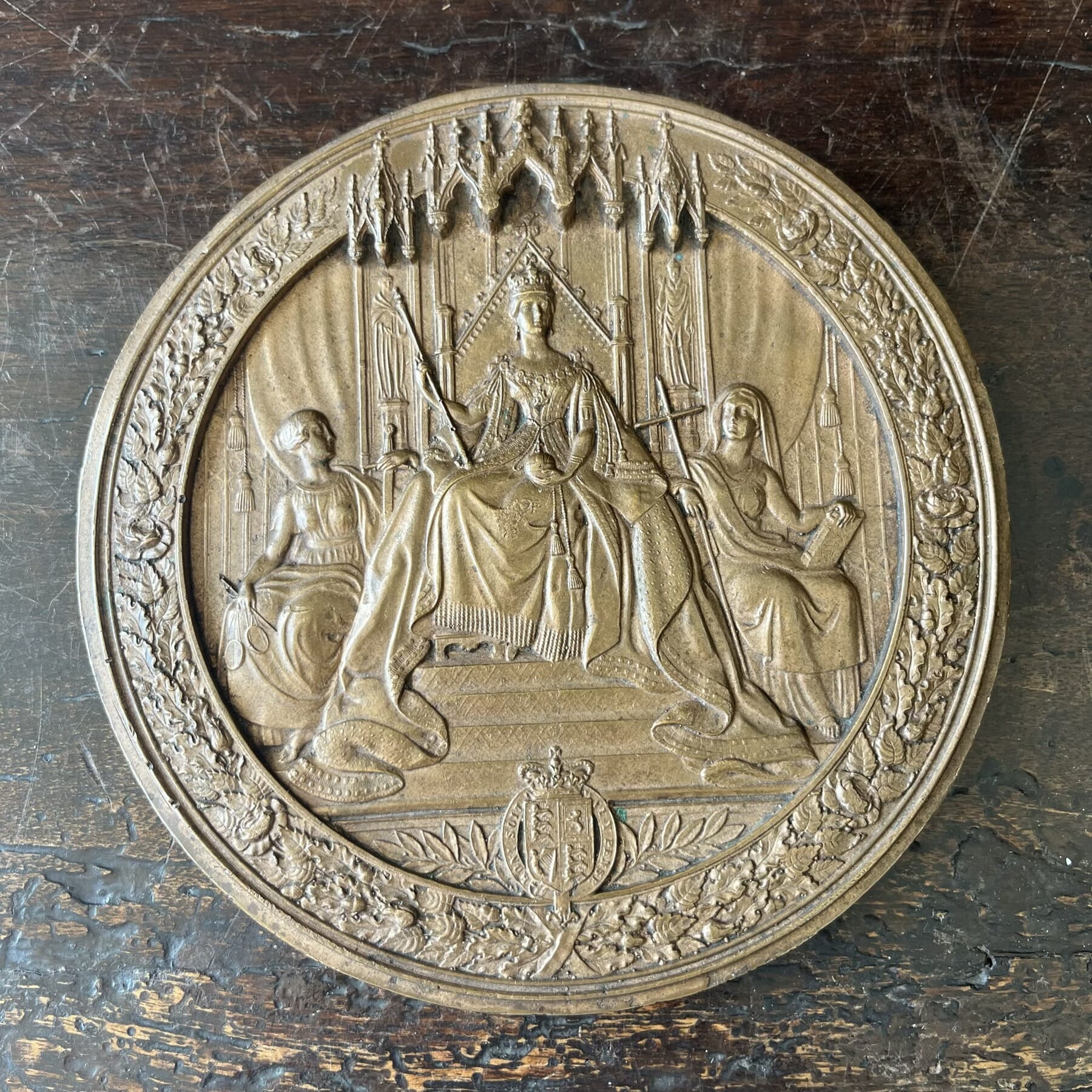 Queen Victoria 'Great Seal' bronze plaque, 19th-20th c.