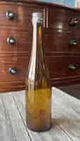 Amber glass decanter, silver grape collar C. 1820