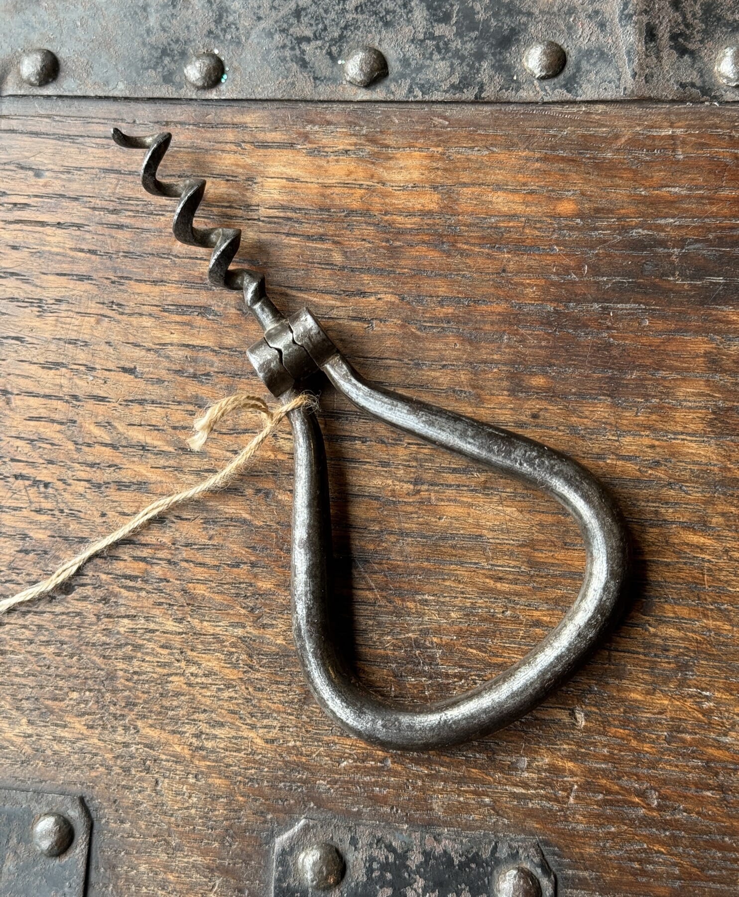 Steel 'Bow' pocket Corkscrew with folding handle, mid-19th c.