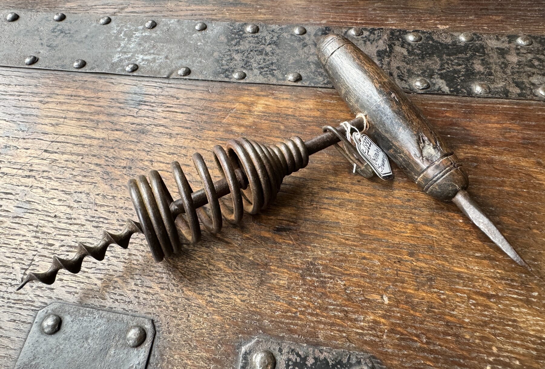German 'Sommers' Corkscrew, bottle-shape spring & paperclip pin, c. 1900