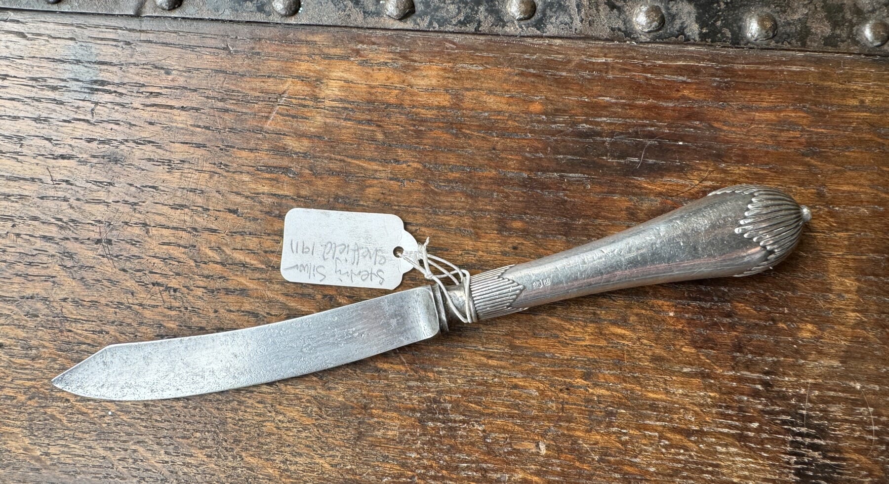 Georgian style steel blade knife, Sterling handle, Sheffield 1911