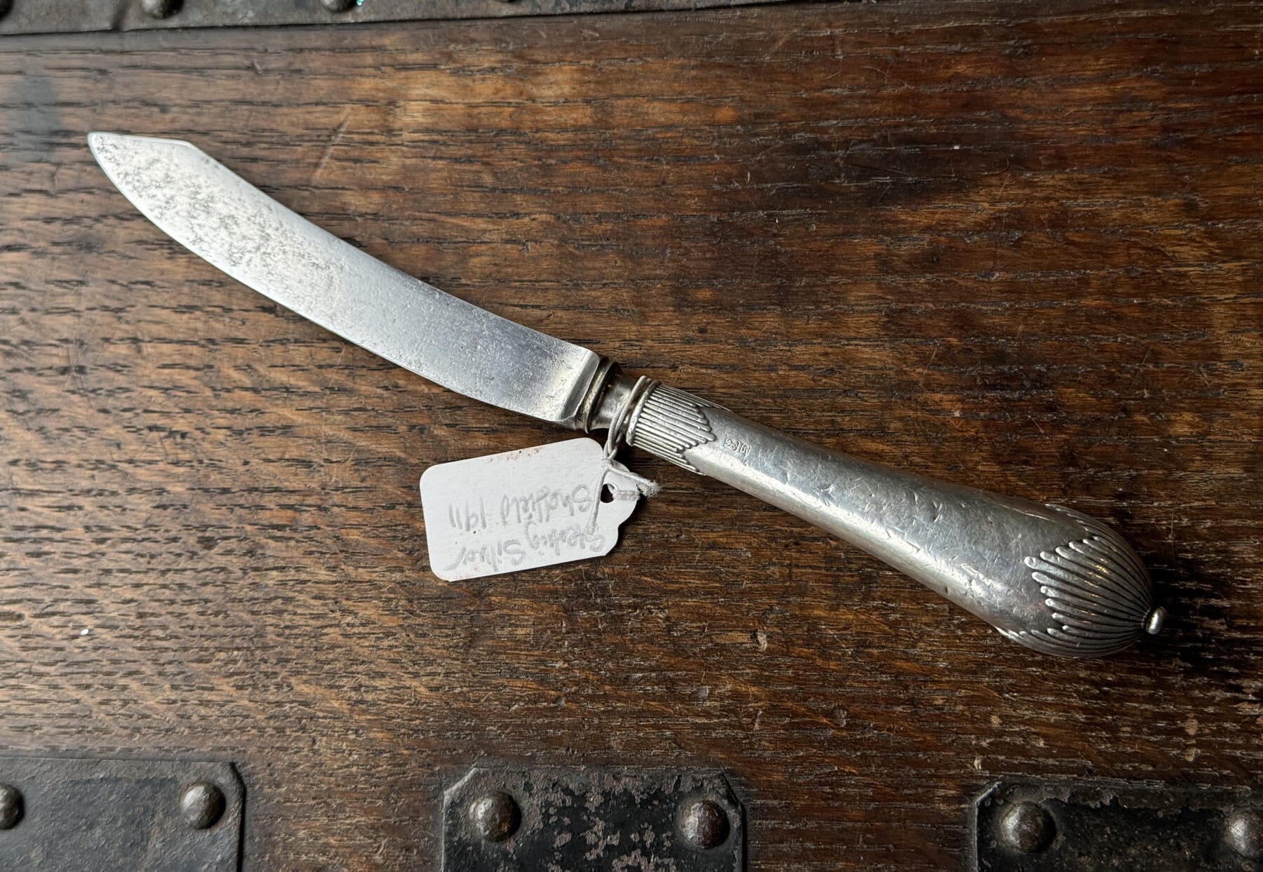 Georgian style steel blade knife, Sterling handle, Sheffield 1911