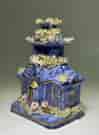 Staffordshire blue glaze pastille burner tower house, c. 1835