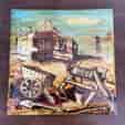 Australian Coober Pedy pottery plaque, well-painted outback scene, 1980's