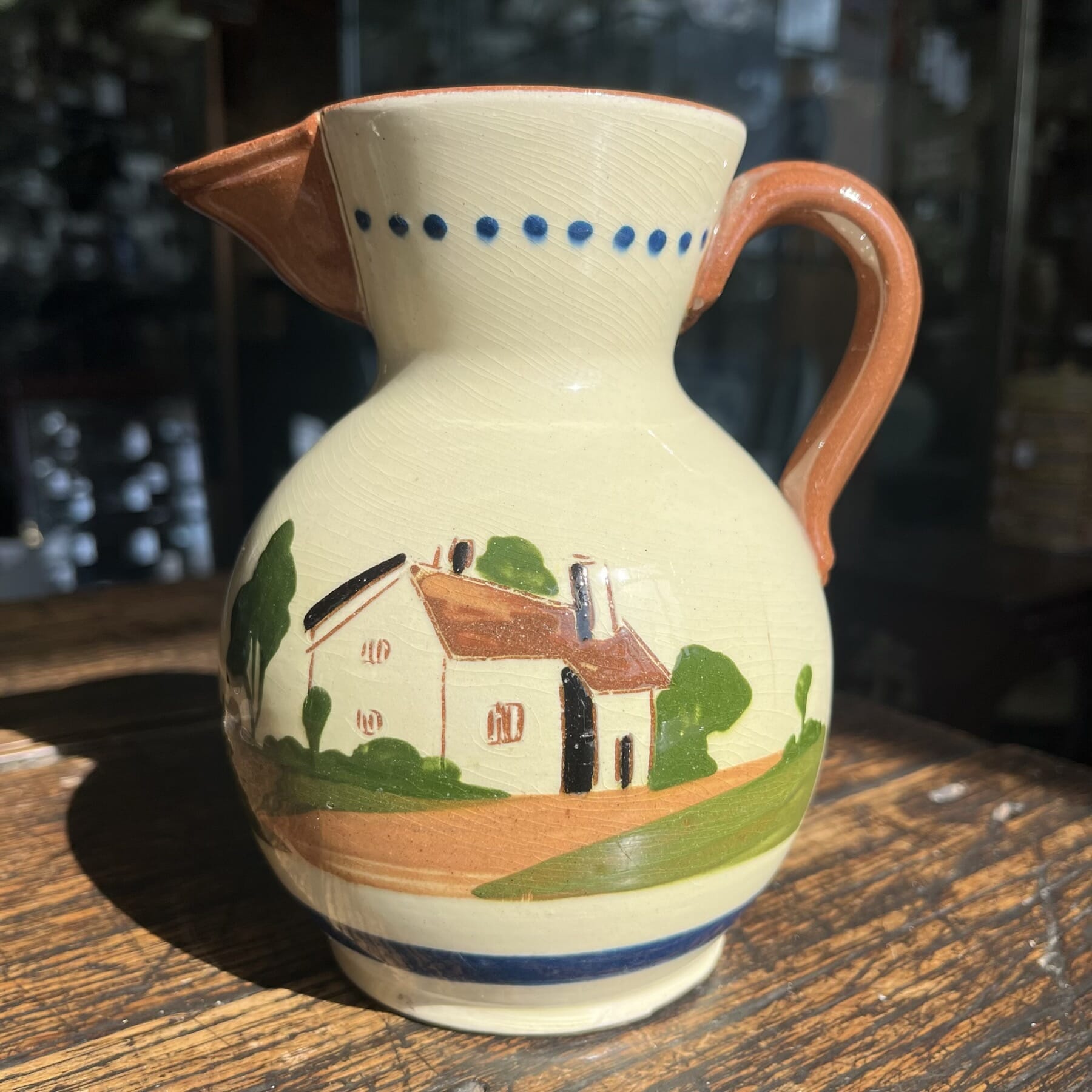 Torquay Watcombe Pottery Cottageware jug, ‘Don’t worry, It may never ...