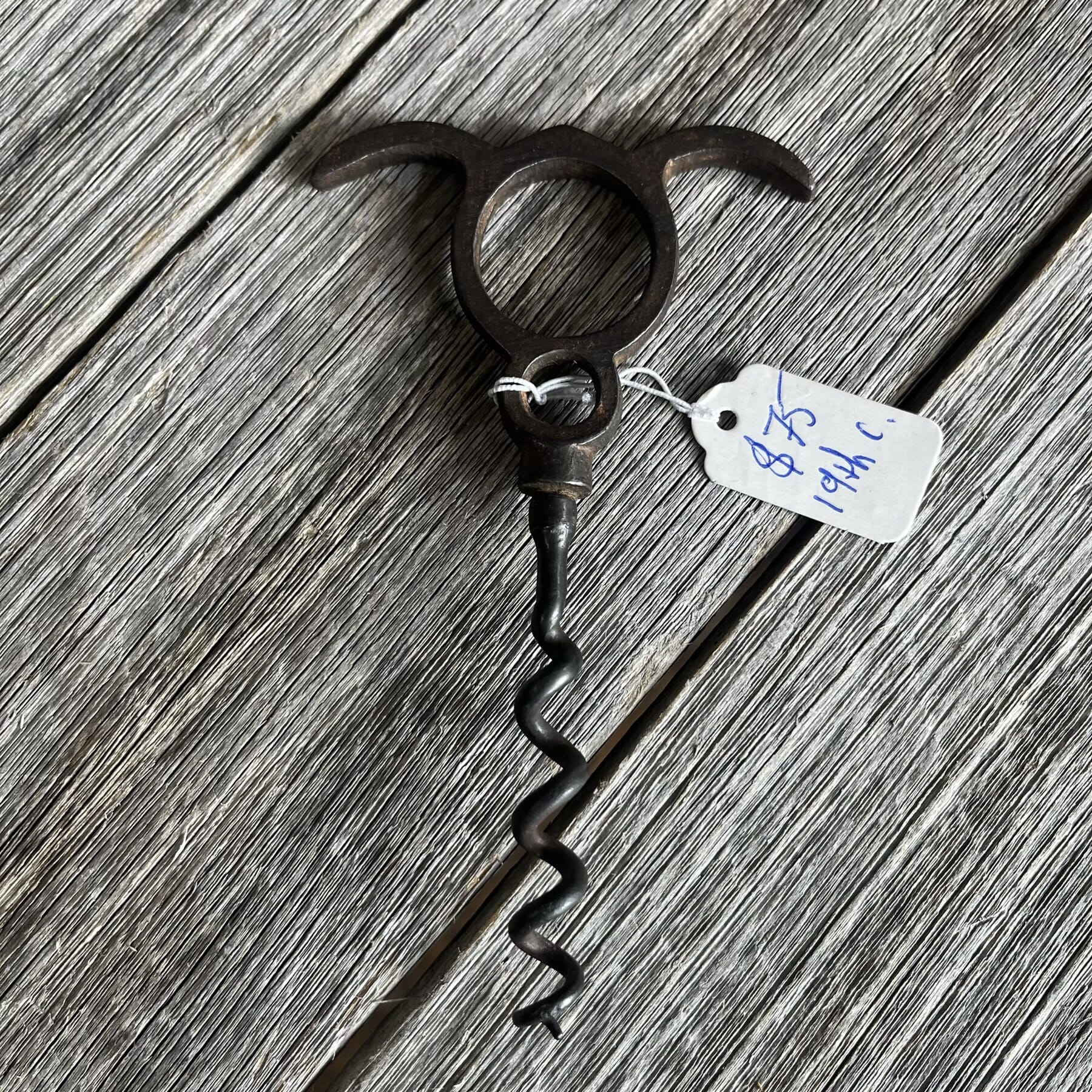 Victorian 3 finger pull steel cork screw, 19th century