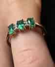 9ct Gold ring with three 'Created Emeralds', 20th C.