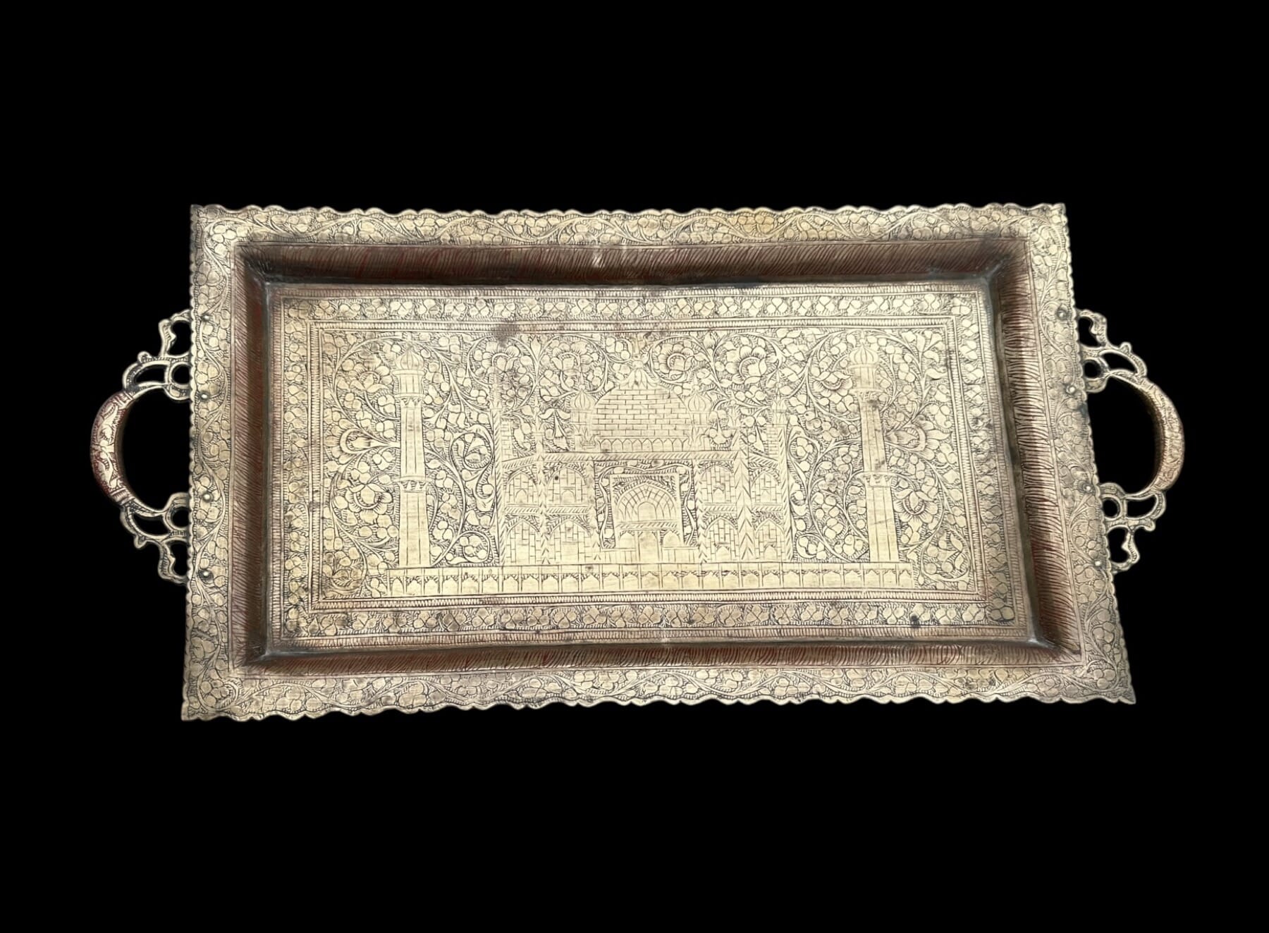 Indian Brass 'Taj Mahal'  tray, 20th century